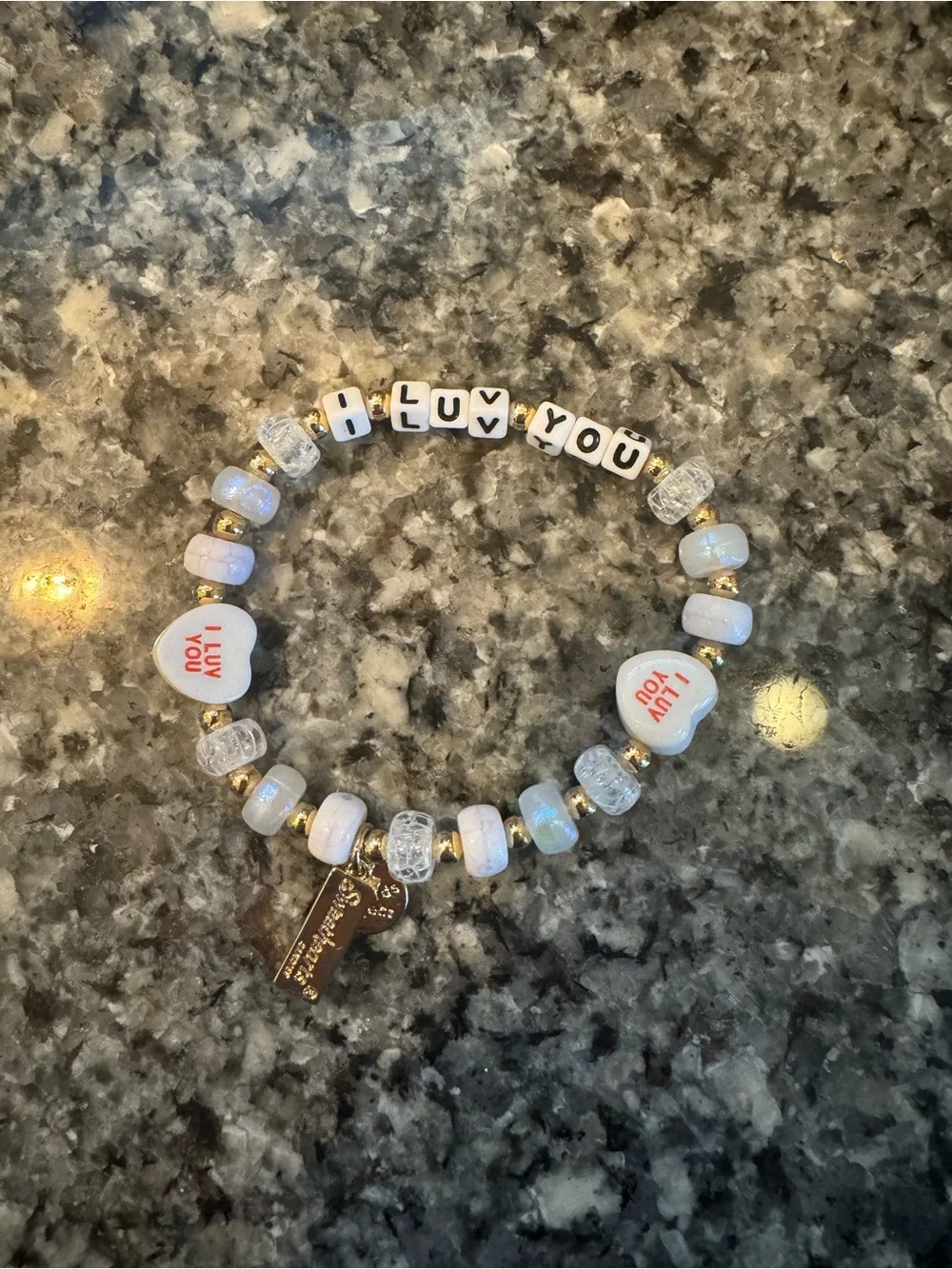Little Words Project I Luv You Beaded Charm Bracelet